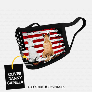 Personalized Dog Gift Idea - A White Dog Sits Between Black And Brown Dog For Dog Lovers - Cloth Mask